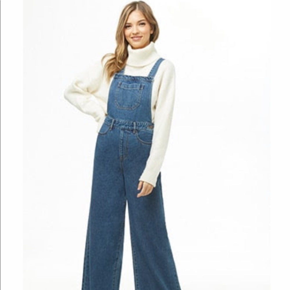 Wide Leg Denim Overalls